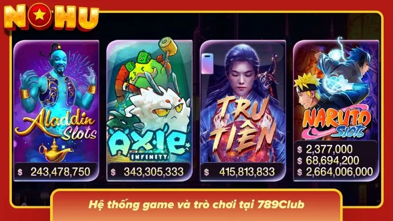 Sảnh game tập hợp nhiều thể loại với hình ảnh đại diện riêng biệt